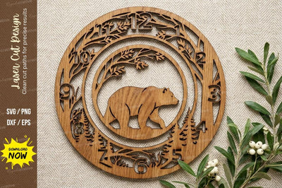 Wild Bear Nature Laser Cut, bear svg, wild bear, nature svg, SVG Regulrcrative 