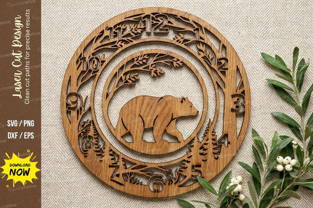 Wild Bear Nature Laser Cut, bear svg, wild bear, nature svg, SVG Regulrcrative 