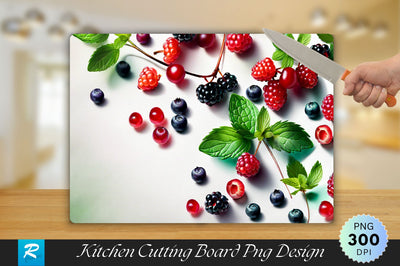 Wild Berries and Mint Leaves Cutting Board Sublimation Regulrcrative 
