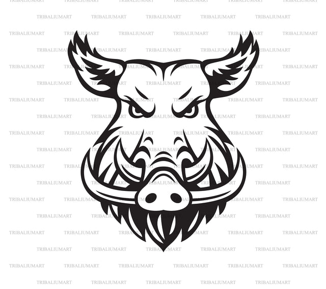 Wild Boar Face SVG TribaliumArtSF 