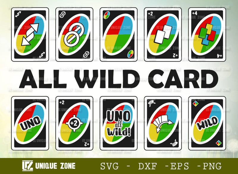 Wild Card UNO SVG Bundle Matching Card Game Silhouette Play Card Cut File Bundle SVG Unique Zone 