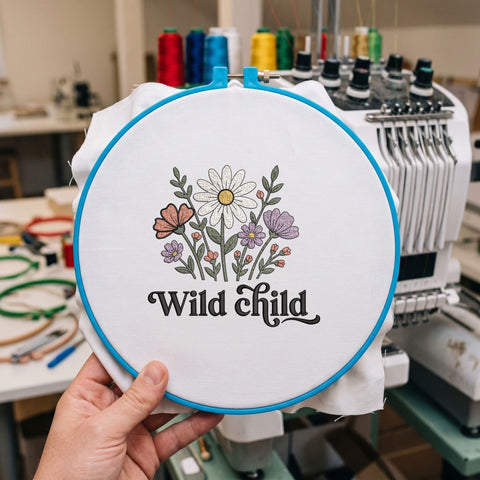 Wild Child Floral Embroidery Design – Boho Daisy Wildflower Typography Machine Embroidery File Embroidery/Applique DESIGNS PatternFeed8 
