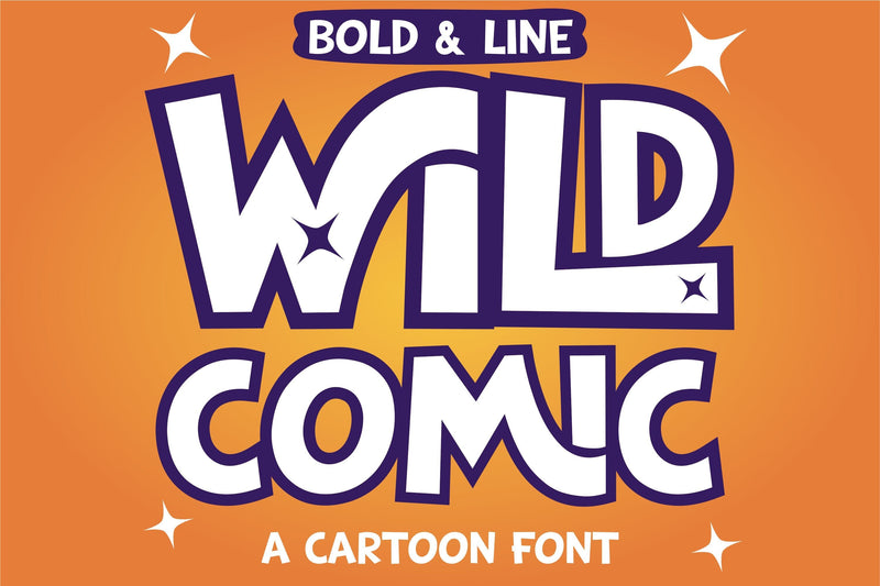 Wild Comic Font | Bold & Outline Playful Cartoon Font Font TonisArtStudio 
