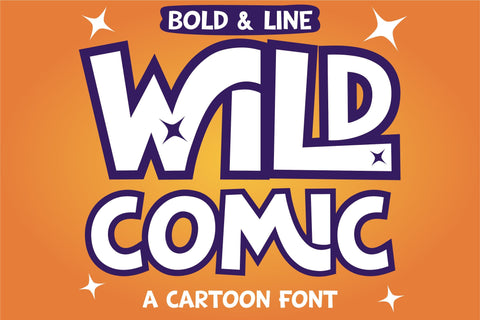 Wild Comic Font | Bold & Outline Playful Cartoon Font Font TonisArtStudio 