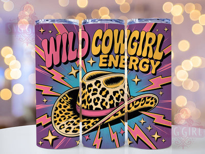 Wild Cowgirl Energy 20oz Tumbler, Rustic Country Girl Wrap, American Flag Sublimation, Patriotic USA Design, Western Cowgirl Theme, 20oz Tumbler Design, PNG Tumbler Wrap Sublimation SvggirlplusArt 