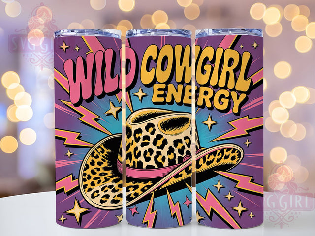 Wild Cowgirl Energy 20oz Tumbler, Rustic Country Girl Wrap, American Flag Sublimation, Patriotic USA Design, Western Cowgirl Theme, 20oz Tumbler Design, PNG Tumbler Wrap Sublimation SvggirlplusArt 