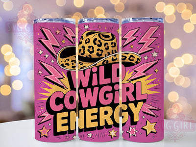 Wild Cowgirl Energy 20oz Tumbler, Rustic Country Girl Wrap, American Flag Sublimation, Patriotic USA Design, Western Cowgirl Theme, 20oz Tumbler Design, PNG Tumbler Wrap Sublimation SvggirlplusArt 
