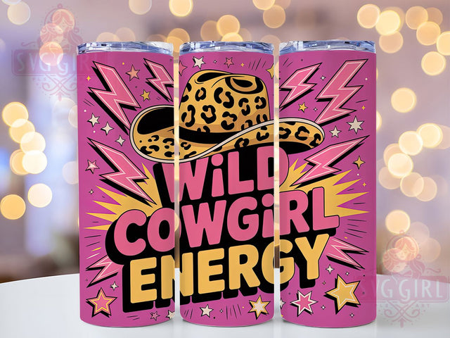 Wild Cowgirl Energy 20oz Tumbler, Rustic Country Girl Wrap, American Flag Sublimation, Patriotic USA Design, Western Cowgirl Theme, 20oz Tumbler Design, PNG Tumbler Wrap Sublimation SvggirlplusArt 
