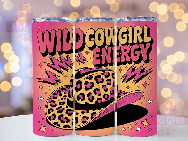 Wild Cowgirl Energy 20oz Tumbler, Rustic Country Girl Wrap, American Flag Sublimation, Patriotic USA Design, Western Cowgirl Theme, 20oz Tumbler Design, PNG Tumbler Wrap Sublimation SvggirlplusArt 
