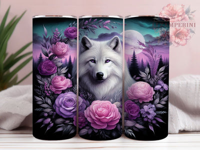 Wild & Enchanting Mystical Wolf Tumbler, Full Moon PNG Design, Dreamcatcher Tumbler Sublimation, Floral Wolf 20oz Wrap, Boho Spirit Animal Tumbler, Native Inspired Tumbler Design Sublimation Li Zamperini 
