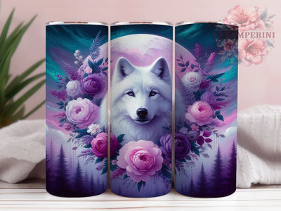 Wild & Enchanting Mystical Wolf Tumbler, Full Moon PNG Design, Dreamcatcher Tumbler Sublimation, Floral Wolf 20oz Wrap, Boho Spirit Animal Tumbler, Native Inspired Tumbler Design Sublimation Li Zamperini 
