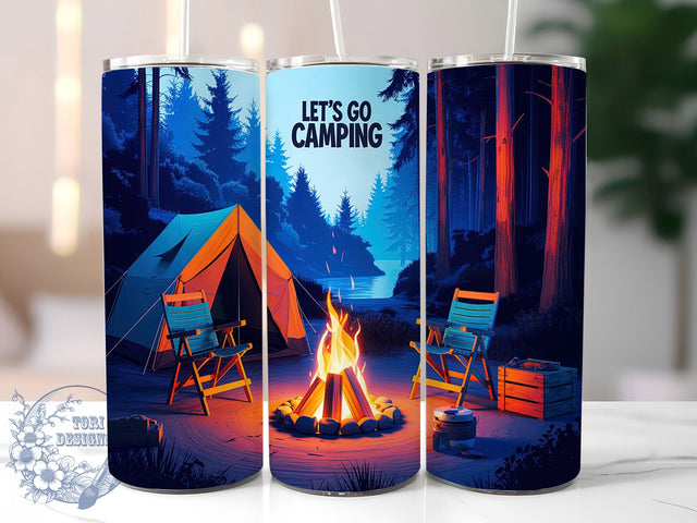 Wild Escape Camping Tumbler Wrap, Outdoor Adventure PNG, RV Life Tumbler, Campfire Sublimation Design, 20oz Skinny Tumbler Wrap, Nature Lover Tumbler, Let's Go Camping PNG Sublimation ToriDesigns 