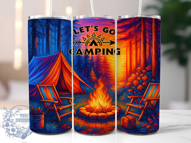 Wild Escape Camping Tumbler Wrap, Outdoor Adventure PNG, RV Life Tumbler, Campfire Sublimation Design, 20oz Skinny Tumbler Wrap, Nature Lover Tumbler, Let's Go Camping PNG Sublimation ToriDesigns 