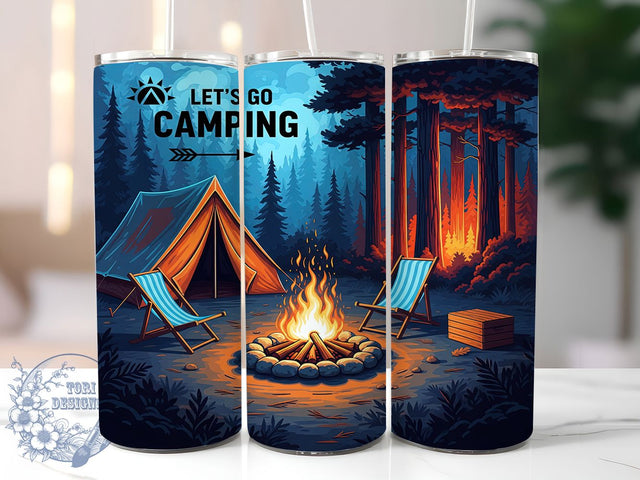 Wild Escape Camping Tumbler Wrap, Outdoor Adventure PNG, RV Life Tumbler, Campfire Sublimation Design, 20oz Skinny Tumbler Wrap, Nature Lover Tumbler, Let's Go Camping PNG Sublimation ToriDesigns 