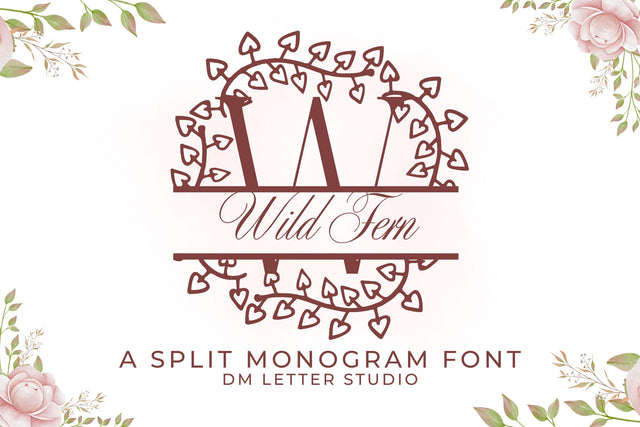 Wild Fern Split Monogram Font Dm Letter Studio 