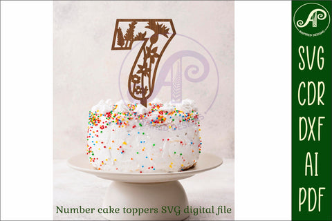 Wild flower number cake toppers SVG cut files SVG APInspireddesigns 