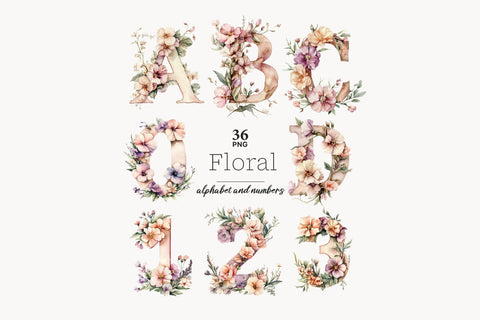 Wild Flowers Alphabet | Digital Floral Spring Letters SVG GlamArtZhanna 