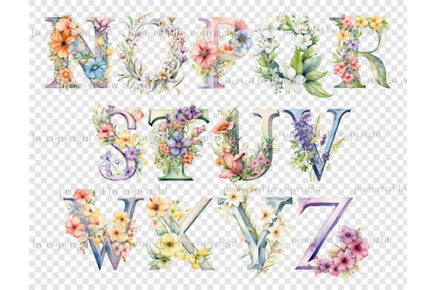 Wild Flowers Alphabet | Spring Letters SVG GlamArtZhanna 