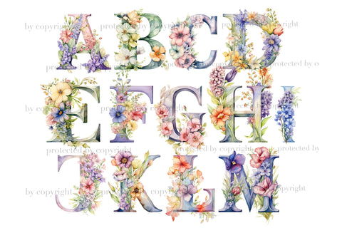 Wild Flowers Alphabet | Spring Letters SVG GlamArtZhanna 