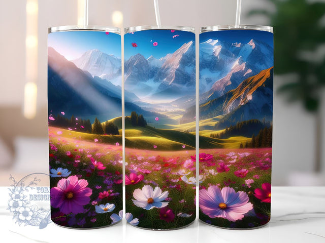 Wild Flowers Floral 20oz Skinny Tumbler, Nature Spring Lover Tumbler Png, Straight & Tapered Tumbler Wrap, Instant Digital Download Sublimation ToriDesigns 