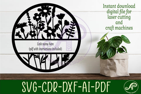 Wild flowers name sign svg laser cut template SVG APInspireddesigns 