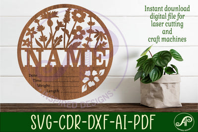Wild flowers Newborn Baby stats, Birth plaque, name SVG APInspireddesigns 