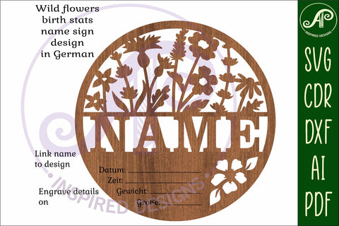 Wild flowers Newborn Baby stats, Birth plaque, name SVG APInspireddesigns 