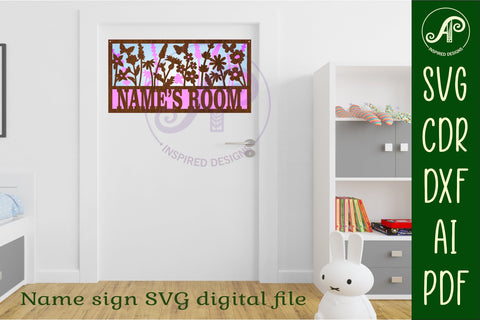 Wild flowers scene name sign SVG 3 layer laser cut SVG APInspireddesigns 
