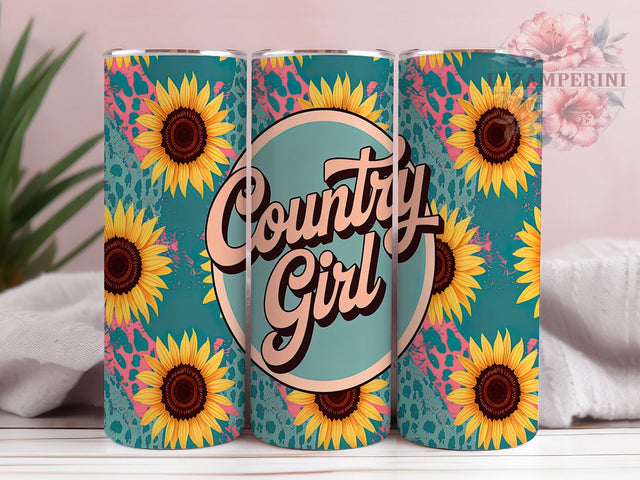 Wild & Free Country Girl Tumbler, Leopard Sunflower PNG, Western Tumbler Design, 20oz Cowgirl Sublimation, Boho Country Wrap, Rustic Sunflower Tumbler Sublimation Li Zamperini 
