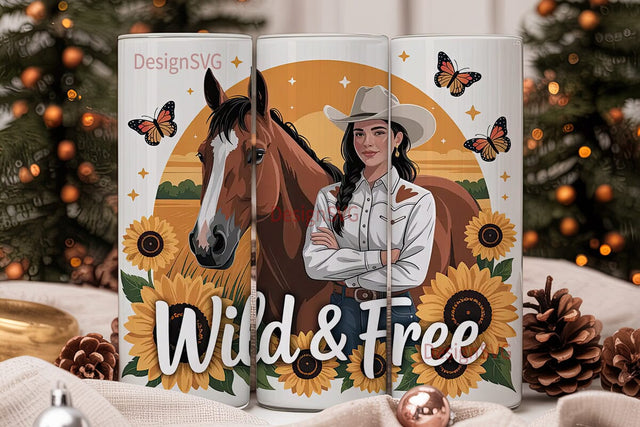 Wild & Free Cowgirl 20oz Tumbler Wrap Sublimation DesignSVG 