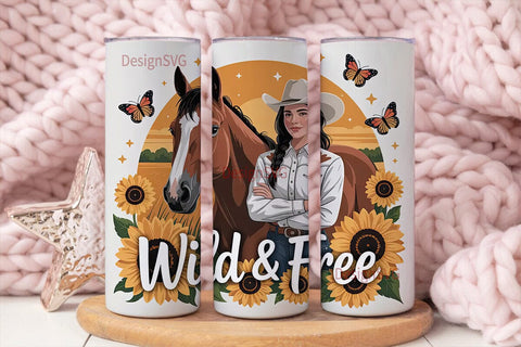 Wild & Free Cowgirl 20oz Tumbler Wrap Sublimation DesignSVG 