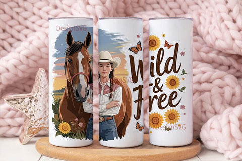 Wild & Free Cowgirl 20oz Tumbler Wrap Sublimation DesignSVG 