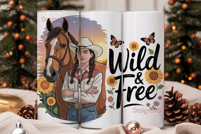 Wild & Free Cowgirl 20oz Tumbler Wrap Sublimation DesignSVG 