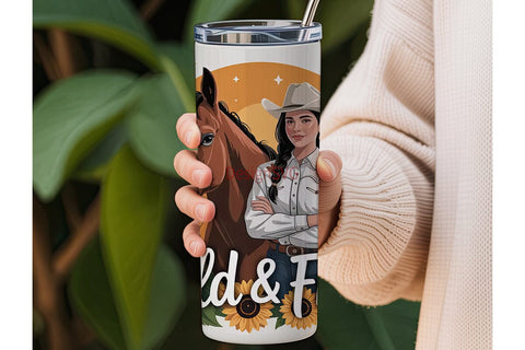 Wild & Free Cowgirl 20oz Tumbler Wrap Sublimation DesignSVG 