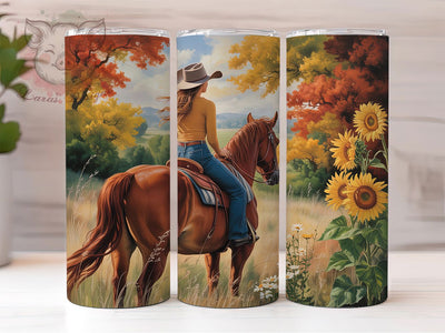 Wild & Free Cowgirl Horse Tumbler, Cowgirl Tumbler, Wild & Free Wrap, Sunflower Horse Wrap, Western Cowgirl Wrap, Sublimation Design, Trendy Gift Idea Sublimation Lara' s Designs 