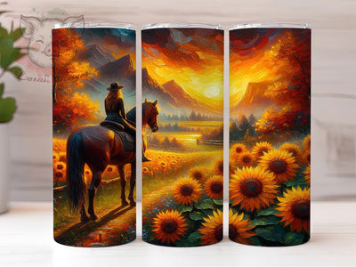 Wild & Free Cowgirl Horse Tumbler, Cowgirl Tumbler, Wild & Free Wrap, Sunflower Horse Wrap, Western Cowgirl Wrap, Sublimation Design, Trendy Gift Idea Sublimation Lara' s Designs 