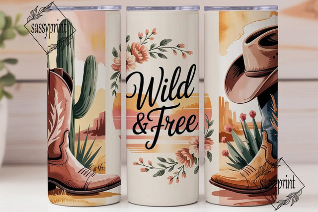 Wild & Free Desert 20oz Tumbler Wrap Sublimation sassyprint 