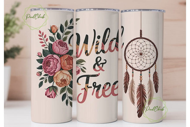 Wild & Free Dreamcatcher 20oz Tumbler Sublimation PixelChick 