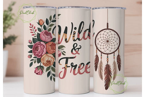 Wild & Free Dreamcatcher 20oz Tumbler Sublimation PixelChick 