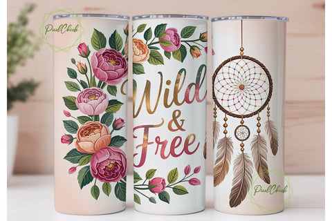 Wild & Free Dreamcatcher 20oz Tumbler Sublimation PixelChick 