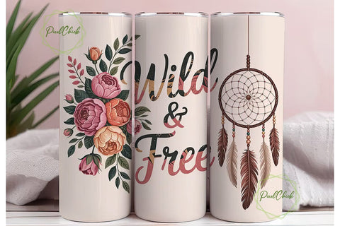 Wild & Free Dreamcatcher 20oz Tumbler Sublimation PixelChick 