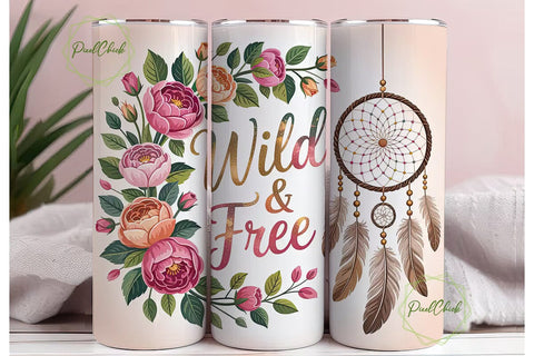 Wild & Free Dreamcatcher 20oz Tumbler Sublimation PixelChick 