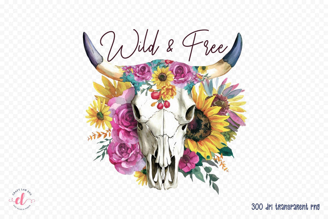 Wild & Free, Flower Quote Sublimation Sublimation CraftLabSVG 
