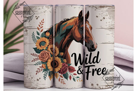 Wild & Free Horse 20oz Tumbler Wrap Sublimation sassyprint 