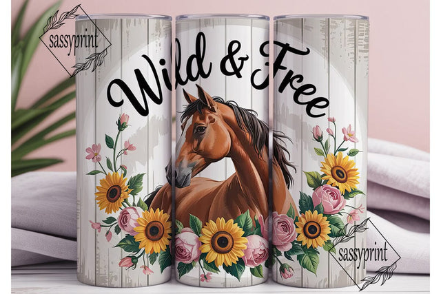 Wild & Free Horse 20oz Tumbler Wrap Sublimation sassyprint 