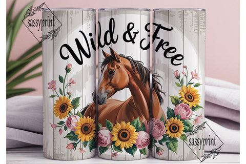 Wild & Free Horse 20oz Tumbler Wrap Sublimation sassyprint 