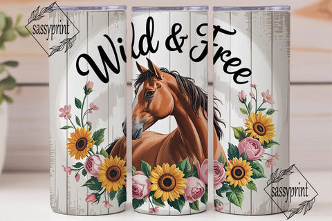 Wild & Free Horse 20oz Tumbler Wrap Sublimation sassyprint 