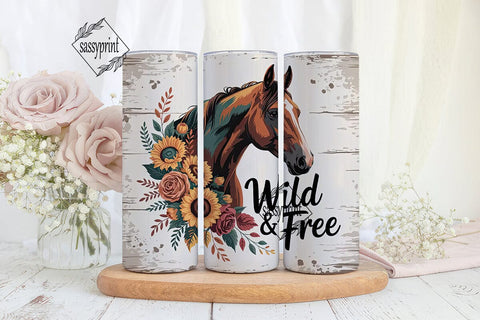 Wild & Free Horse 20oz Tumbler Wrap Sublimation sassyprint 