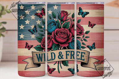 Wild & Free Patriotic 20oz Tumbler Wrap Sublimation sassyprint 