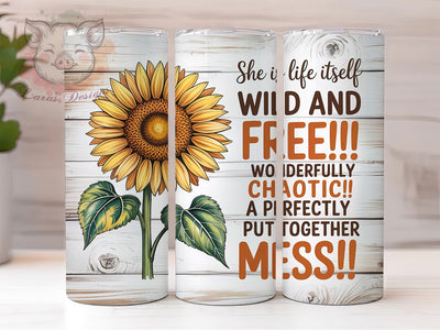 Wild Free Sunflower 20oz Tumbler, Inspirational Gift, Sublimation Wrap, Motivational Mug, 20oz Tumbler Design, Wild And Free Quote, Positive PNG Sublimation Lara' s Designs 
